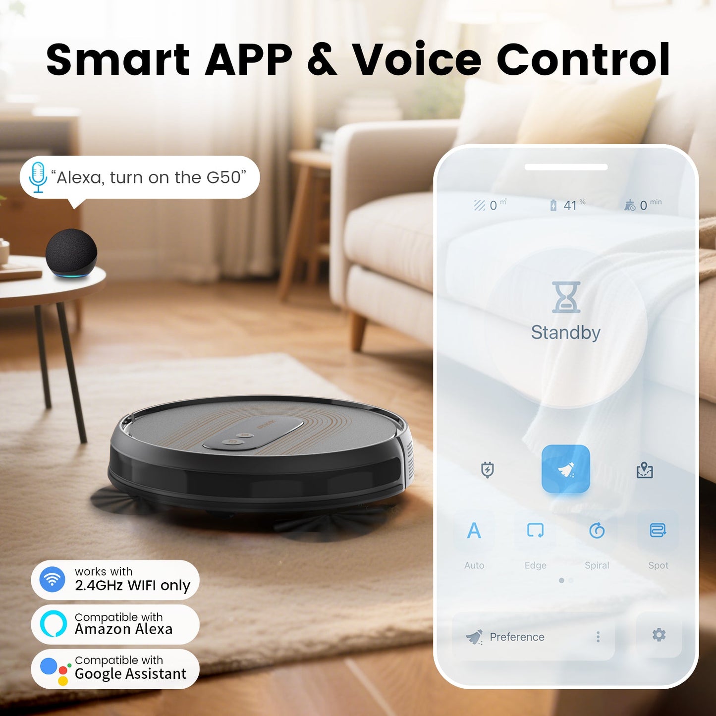 AIRROBO G50 | Carpet and Pet Hair| 2800Pa Robot Vacuum