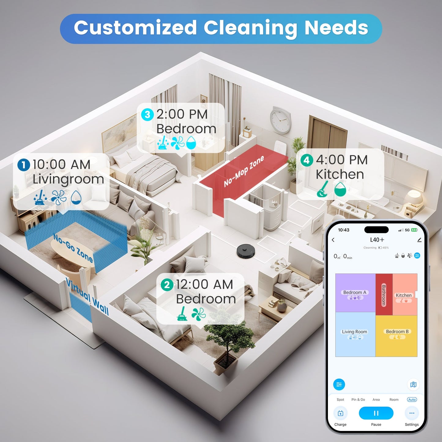 AIRROBO L40+ Robot Vacuum and Mop Combo