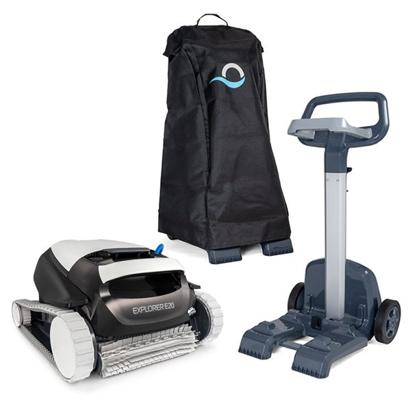 Maytronics Dolphin Explorer E20 Robotic Pool Cleaner with Caddy & Cover